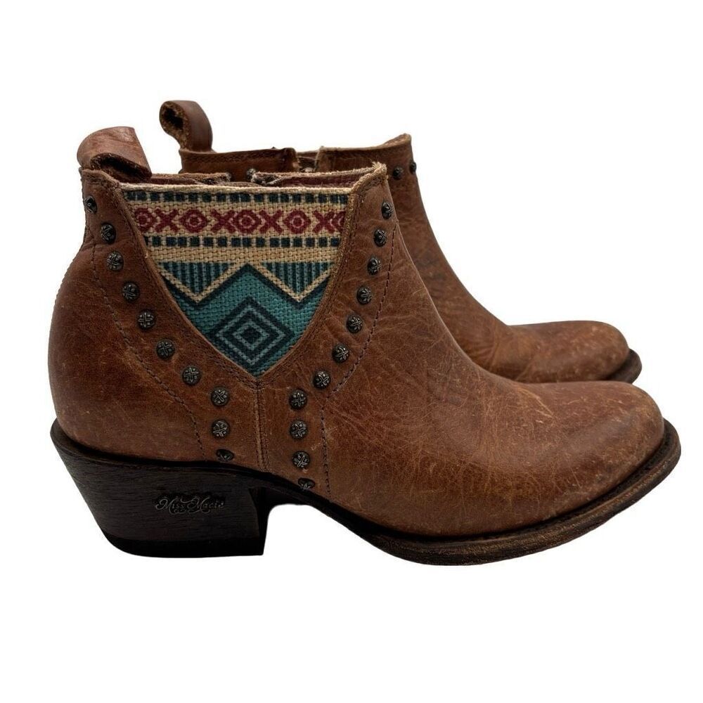 Miss Macie Bobby Jean Southwest Leather Boots Brown‎ Size 6